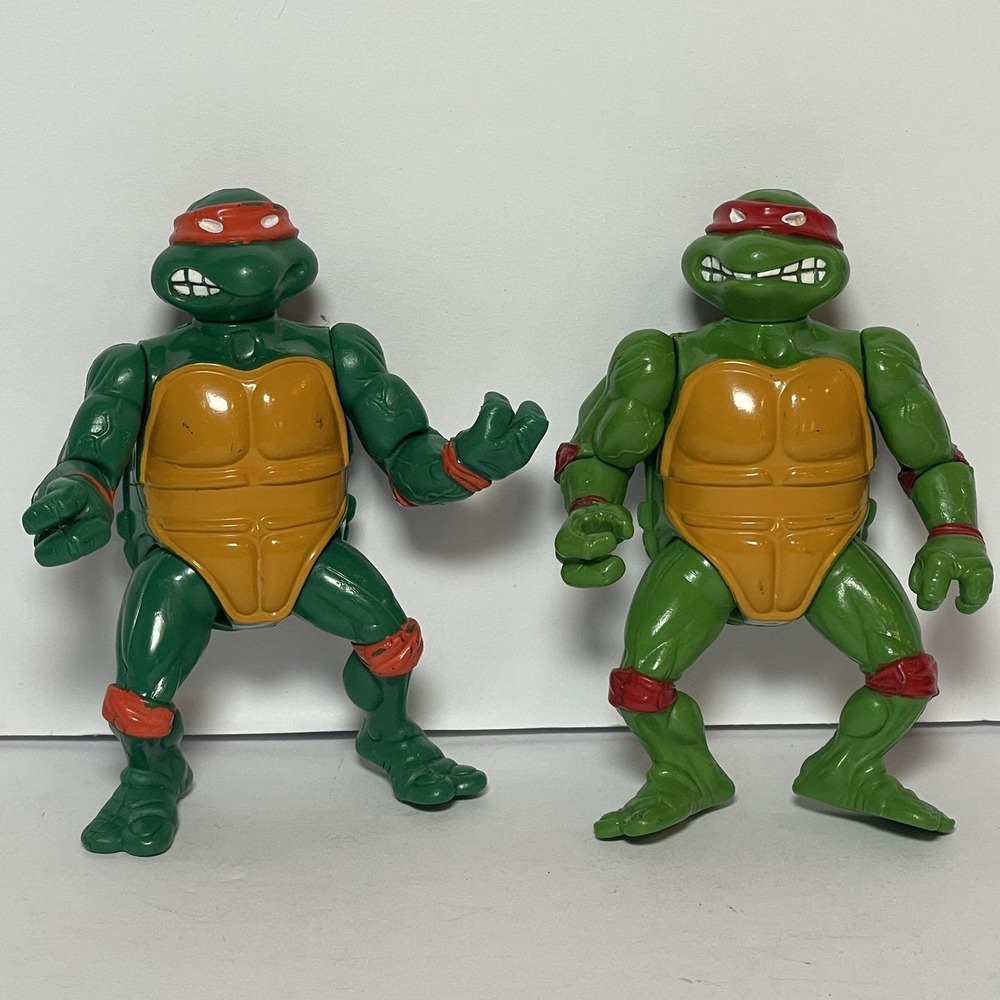 Lot of 2 ~ TMNT Action Figures Raphael & Michelangelo - 1988 Playmates